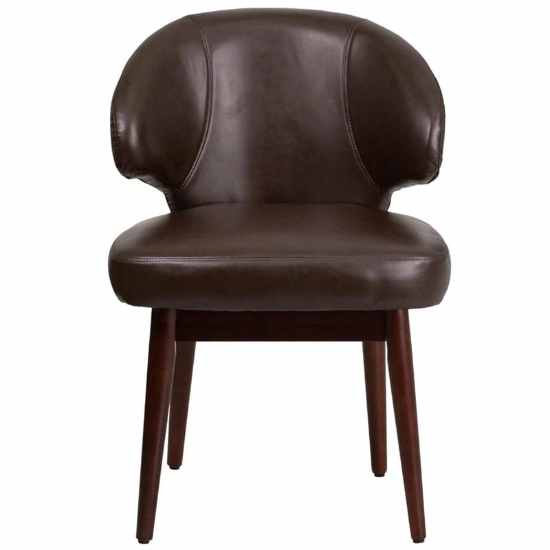 Best Sale ❤️ Flash Furniture Leather Lounge Chair In Brown And Walnut ⌛ 4 Best Sale ❤️ Flash Furniture Leather Lounge Chair In Brown And Walnut ⌛ - Image 4