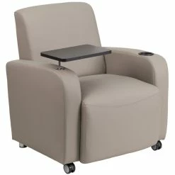 Best reviews of ???? Flash Furniture Leather Guest Chair With Cup Holder In Gray ????