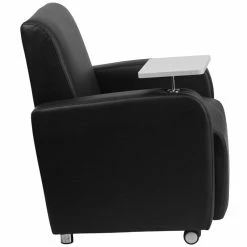 Alternative view of Brand new ???? Flash Furniture Leather Guest Chair With Cup Holder In Black ????