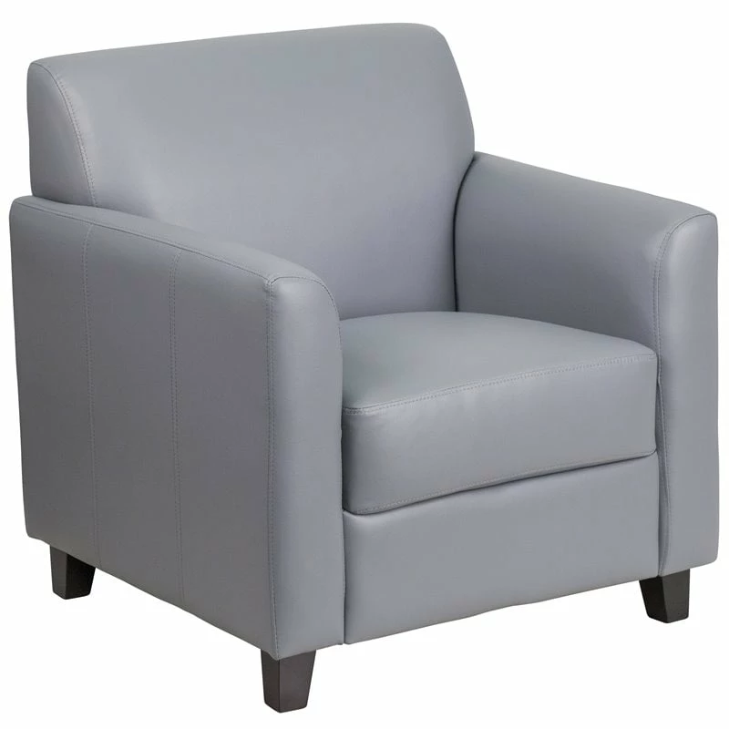 Cheap ???? Flash Furniture Leather Reception Chair In Gray ???? 2 Cheap ???? Flash Furniture Leather Reception Chair In Gray ???? - Image 2