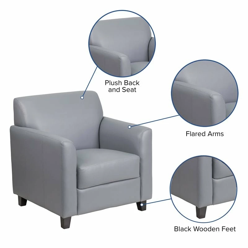 Cheap ???? Flash Furniture Leather Reception Chair In Gray ???? 4 Cheap ???? Flash Furniture Leather Reception Chair In Gray ???? - Image 4