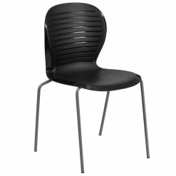 Top 10 ???? Flash Furniture Hercules Plastic Ribbed Back Stacking Chair In Black ????