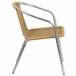 Alternative view of Best deal ???? Flash Furniture Aluminum And Rattan Stacking Patio Chair In Beige ⌛