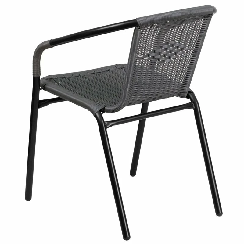 Promo ???? Flash Furniture Rattan Stacking Patio Chair In Black And Gray ???? 3 Promo ???? Flash Furniture Rattan Stacking Patio Chair In Black And Gray ???? - Image 3