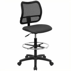 Wholesale ???? Scranton & Co Mid-Back Mesh Drafting Chair With Gray Fabric Seat ????