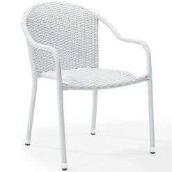 Coupon ???? Bowery Hill Wicker Patio Chair In White (Set Of 2) ????