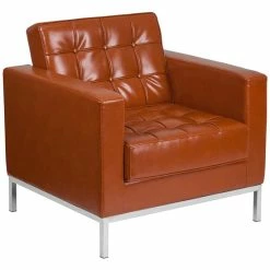 Promo ✨ Flash Furniture Lacey Leather Reception Chair In Cognac Brown ✨
