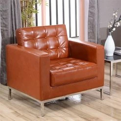 Promo ✨ Flash Furniture Lacey Leather Reception Chair In Cognac Brown ✨ 7 Promo ✨ Flash Furniture Lacey Leather Reception Chair In Cognac Brown ✨ -Flash Furniture Shop 1595026 L