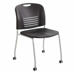 Top 10 ???? Safco Vy Straight Leg Stacking Chair With Caster In Black (Set Of 2) ❤️