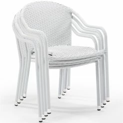 Brand new ⌛ Crosley Furniture Crosley Palm Harbor Wicker Patio Stackable Chair In White (Set Of 4) ????