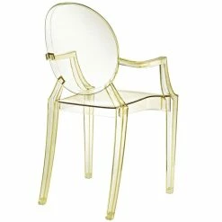Hot Sale ???? Modway Casper Clear Dining Arm Chair In Yellow (Set Of 2) ???? -Flash Furniture Shop 1689336 4 L