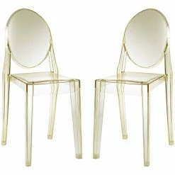Cheap ⭐ Modway Casper Clear Dining Side Chair In Yellow (Set Of 2) ????