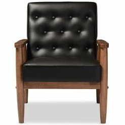 Coupon ???? Baxton Studio Sorrento Faux Leather Tufted Reception Chair In Black ???? -Flash Furniture Shop 1707340 2 L