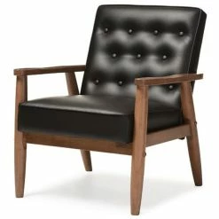 Coupon ???? Baxton Studio Sorrento Faux Leather Tufted Reception Chair In Black ????