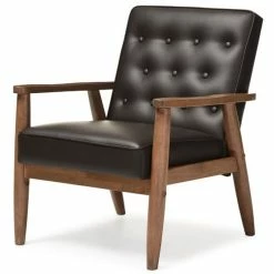 Best deal ???? Baxton Studio Sorrento Faux Leather Tufted Reception Chair In Brown ????