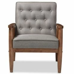 Brand new ???? Baxton Studio Sorrento Tufted Reception Chair In Gray And Brown ???? -Flash Furniture Shop 1707342 2 L