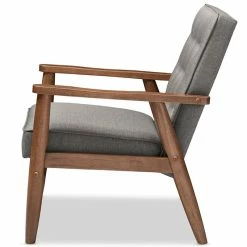 Brand new ???? Baxton Studio Sorrento Tufted Reception Chair In Gray And Brown ???? -Flash Furniture Shop 1707342 3 L