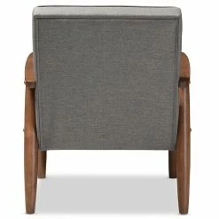 Brand new ???? Baxton Studio Sorrento Tufted Reception Chair In Gray And Brown ???? -Flash Furniture Shop 1707342 4 L