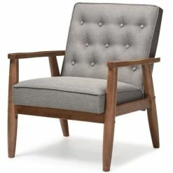 Brand new ???? Baxton Studio Sorrento Tufted Reception Chair In Gray And Brown ????