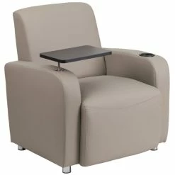 Best deal ???? Pemberly Row Leather Guest Chair With Cup Holder In Gray ????