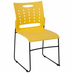 Top 10 ???? Flash Furniture Hercules Plastic Vent Back Sled Base Stacking Chair In Yellow ????
