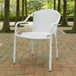 Alternative view of Best reviews of ???? Pemberly Row Wicker Patio Stackable Chair In White (Set Of 4) ✨
