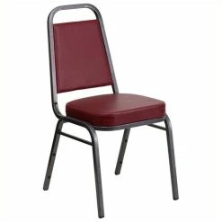 Best deal ⭐ Bowery Hill Banquet Stacking Chair In Silver And Burgundy ????