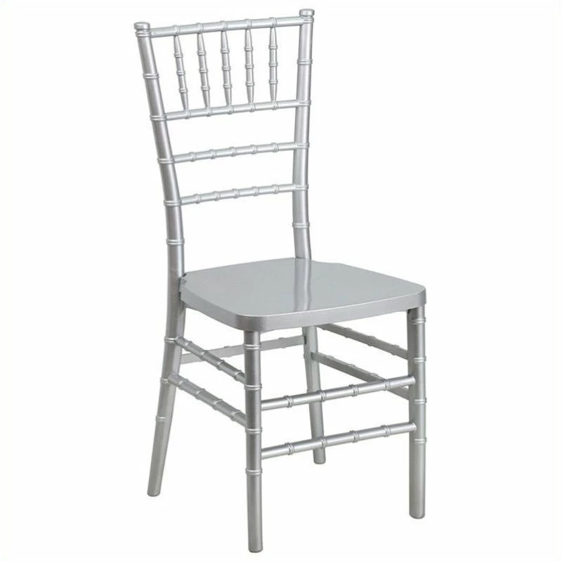 Flash Sale ???? Bowery Hill Resin Stacking Chiavari Dining Chair In Silver ???? 1 Flash Sale ???? Bowery Hill Resin Stacking Chiavari Dining Chair In Silver ????
