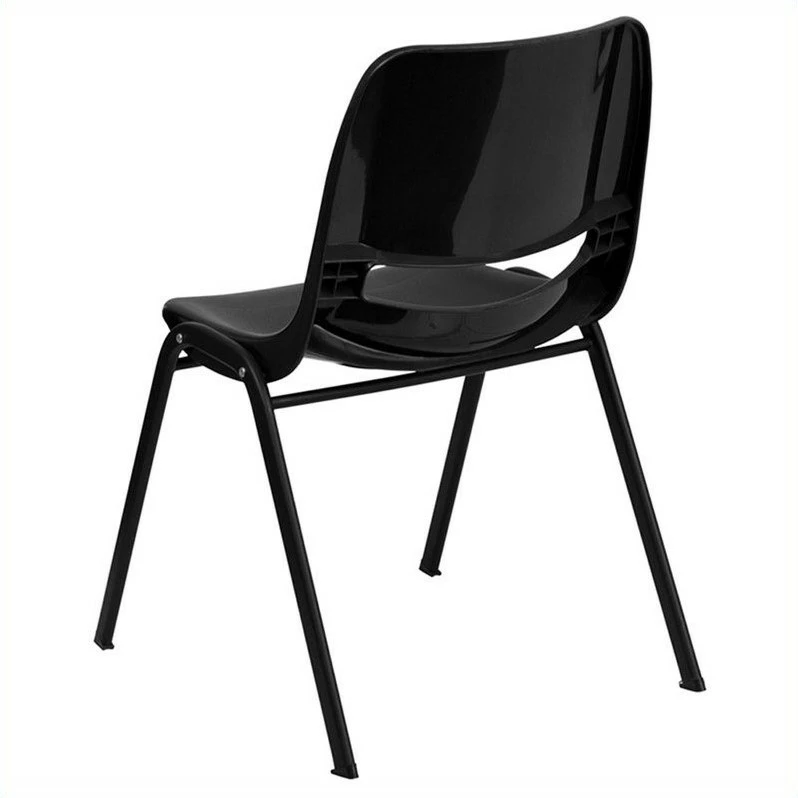 Buy ???? Bowery Hill Ergonomic Shell Stacking Chair In Black ???? 3 Buy ???? Bowery Hill Ergonomic Shell Stacking Chair In Black ???? - Image 3