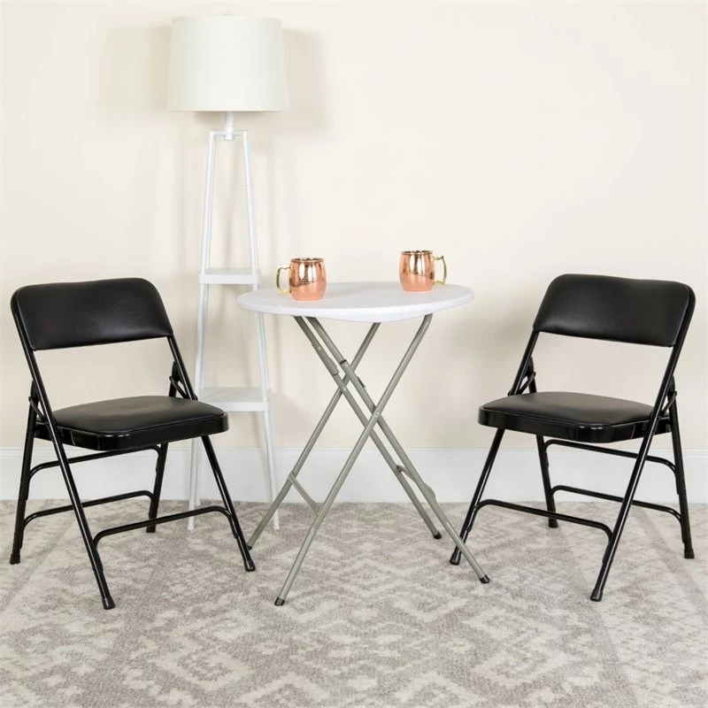 Cheapest ???? Bowery Hill Transitional Upholstered Metal Folding Chair In Black ???? 4 Cheapest ???? Bowery Hill Transitional Upholstered Metal Folding Chair In Black ???? - Image 4