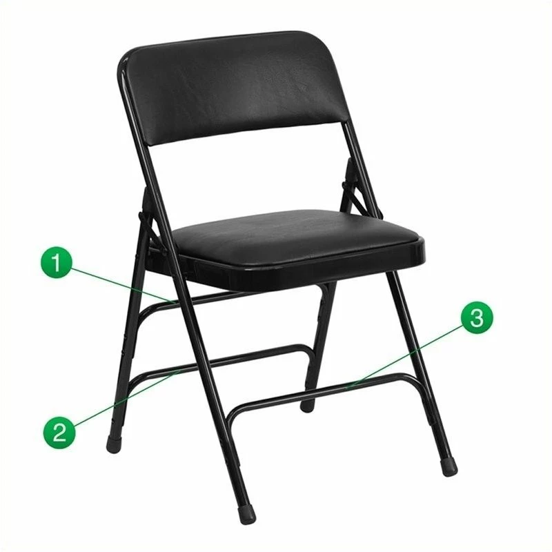 Cheapest ???? Bowery Hill Transitional Upholstered Metal Folding Chair In Black ???? 2 Cheapest ???? Bowery Hill Transitional Upholstered Metal Folding Chair In Black ???? - Image 2