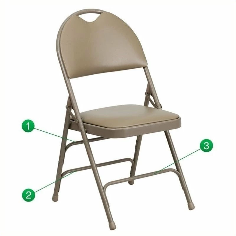 New ???? Bowery Hill Metal Folding Chair In Beige ???? 1 New ???? Bowery Hill Metal Folding Chair In Beige ????