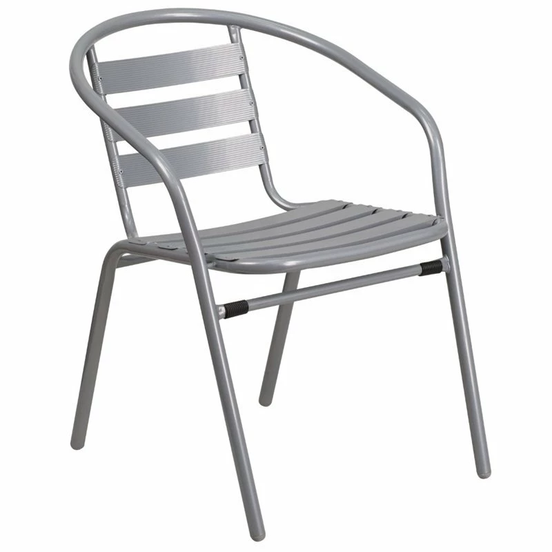 Budget ❤️ Bowery Hill Metal Stacking Patio Chair In Silver ⌛ 1 Budget ❤️ Bowery Hill Metal Stacking Patio Chair In Silver ⌛