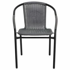 Deals ???? Bowery Hill Rattan Stacking Patio Chair In Black And Gray ???? 7 Deals ???? Bowery Hill Rattan Stacking Patio Chair In Black And Gray ???? -Flash Furniture Shop 1817173 3 L