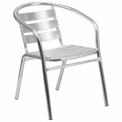 Discount ???? Bowery Hill Metal Stacking Patio Chair In Silver ????