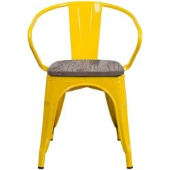 Alternative view of Best deal ???? Flash Furniture Metal Dining Arm Chair In Yellow ????