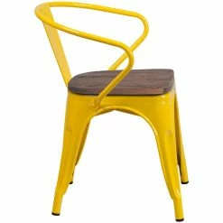 Best deal ???? Flash Furniture Metal Dining Arm Chair In Yellow ???? -Flash Furniture Shop 1869721 2 L