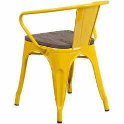Best deal ???? Flash Furniture Metal Dining Arm Chair In Yellow ???? -Flash Furniture Shop 1869721 3 L