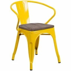 Best deal ???? Flash Furniture Metal Dining Arm Chair In Yellow ????
