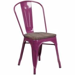 Flash Sale ???? Flash Furniture Metal Dining Side Chair In Purple ✔️