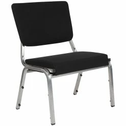 New ???? Flash Furniture Hercules Bariatric Reception Chair In Black And Silver ⭐