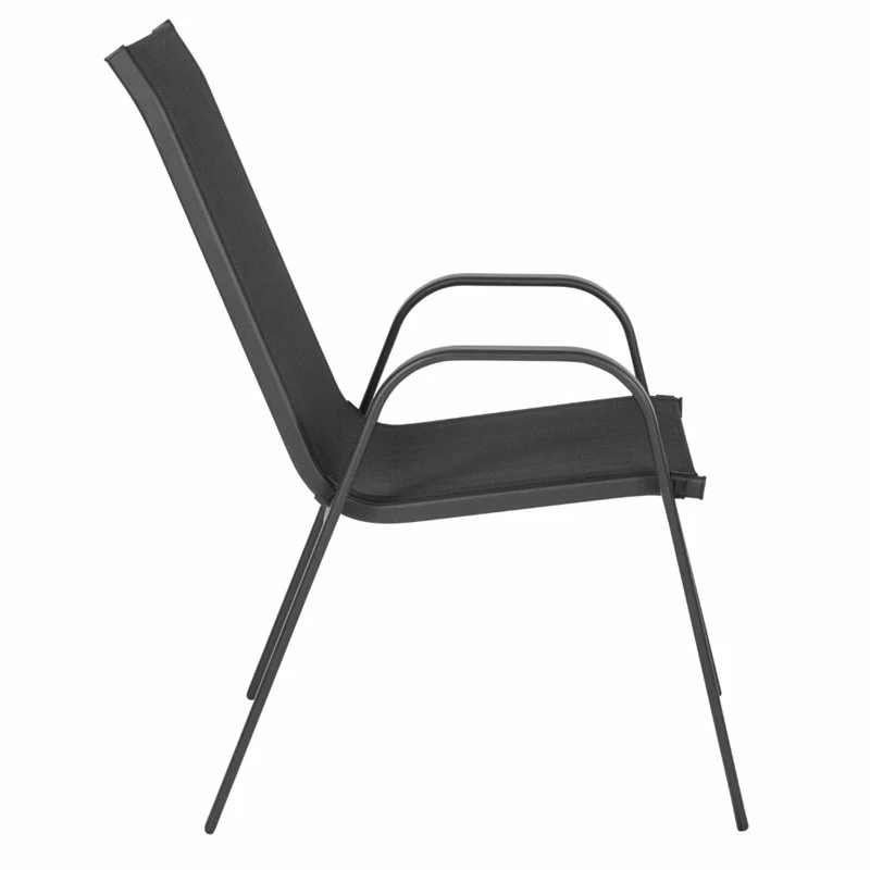 Hot Sale ✨ Flash Furniture Brazos Sling Stacking Patio Chair In Black ???? 4 Hot Sale ✨ Flash Furniture Brazos Sling Stacking Patio Chair In Black ???? - Image 4