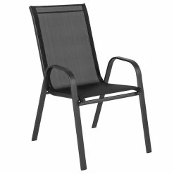 Hot Sale ✨ Flash Furniture Brazos Sling Stacking Patio Chair In Black ????