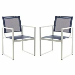 Wholesale ???? Safavieh Neval Stackable Patio Chair In Navy And White (Set Of 2) ????