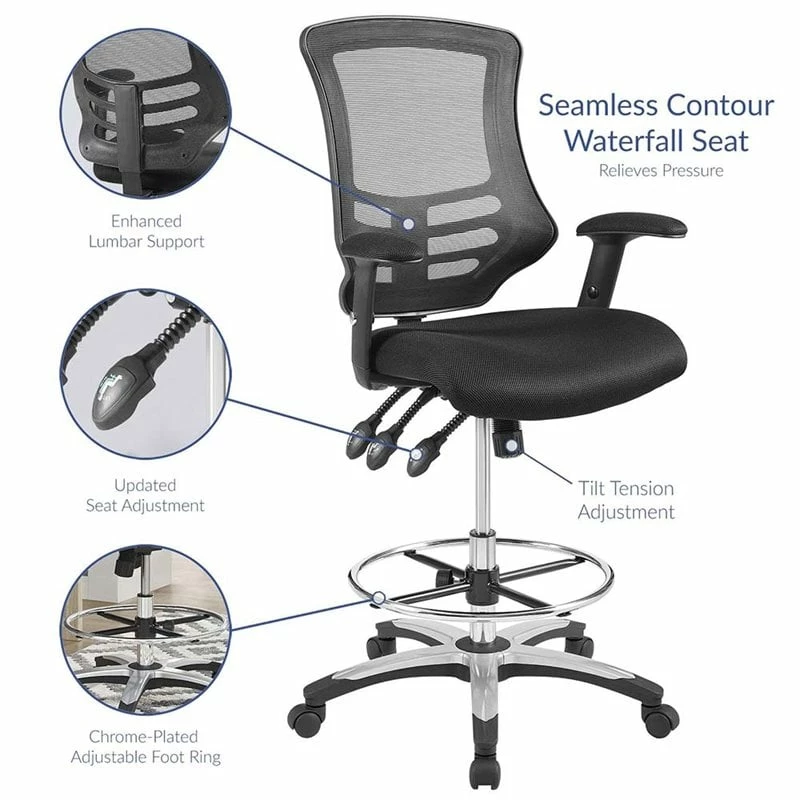 Cheap ???? Modway Calibrate Mesh Adjustable Swivel Drafting Stool In Black ⌛ 6 Cheap ???? Modway Calibrate Mesh Adjustable Swivel Drafting Stool In Black ⌛ - Image 6