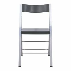 Alternative view of Promo ✔️ LeisureMod Modern Menno Acrylic Chrome Dining Folding Chair In Black Set Of 4 ✨