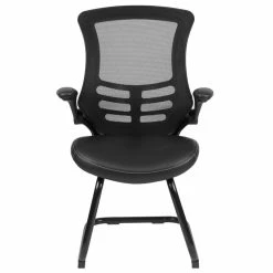 Alternative view of Cheapest ???? Flash Furniture Mesh Leather Sled Office Side Chair In Black ????