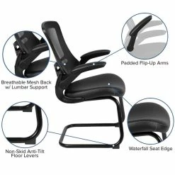 Cheapest ???? Flash Furniture Mesh Leather Sled Office Side Chair In Black ???? -Flash Furniture Shop 1969637 4 L