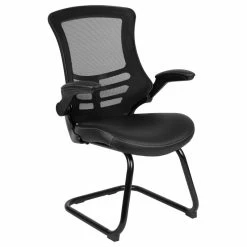 Cheapest ???? Flash Furniture Mesh Leather Sled Office Side Chair In Black ????