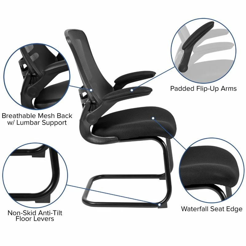 Outlet ???? Flash Furniture Mesh Sled Office Side Chair In Black ???? 5 Outlet ???? Flash Furniture Mesh Sled Office Side Chair In Black ???? - Image 5